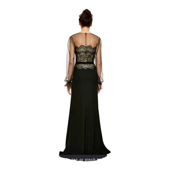 Tadashi Shoji Black and Gold Long Sleeve Dress